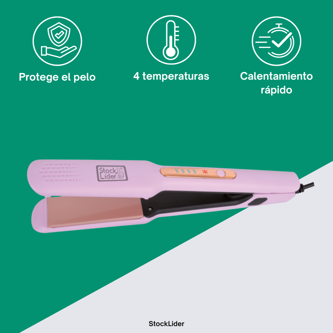 Prancha Alisadora de Cabelo Profissional con Placas de Cerámica – Alisado Perfecto y Brillo Natural en Minutos | 4 Niveles de Temperatura 160°–220° | Calentamiento Rápido | Cable Giratorio 360°