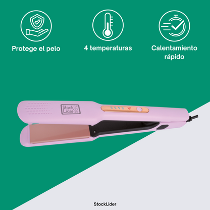 Prancha Alisadora de Cabelo Profissional con Placas de Cerámica – Alisado Perfecto y Brillo Natural en Minutos | 4 Niveles de Temperatura 160°–220° | Calentamiento Rápido | Cable Giratorio 360°